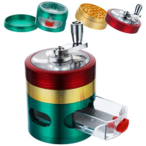 Molinillo de Hierbas Metal Molinillo de Especias 4 Capas,Molinillo de Especias de Aleación de Zinc,Trituradora de Especia de Manivela,Grinder Metálico Molinillo Manual para Hierbas,Especias y Tabaco