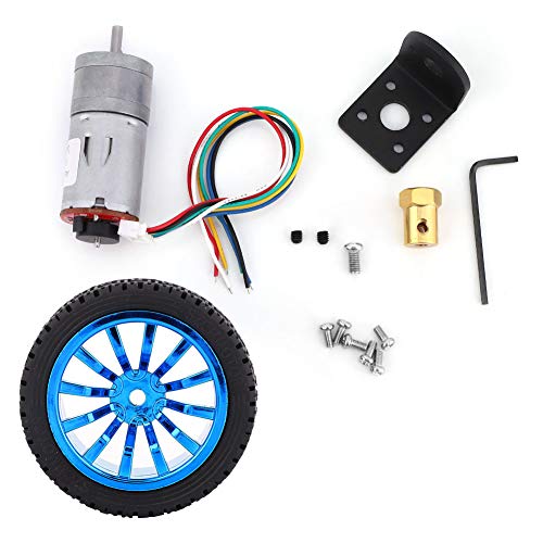 Motor eléctrico, motor de engranaje codificador de Chacerls DIY con soporte de montaje, kit de ruedas de 65 mm para robot de coche inteligente DC12V(500rpm)