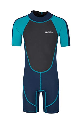 Mountain Warehouse Traje de Buceo para niños - Cuerpo: 2.5mm, Neopreno con Cremallera de fácil Deslizamiento - Costuras Planas - Cuello Ajustable -para bucear en Verano Verde Agua 7-8 Años