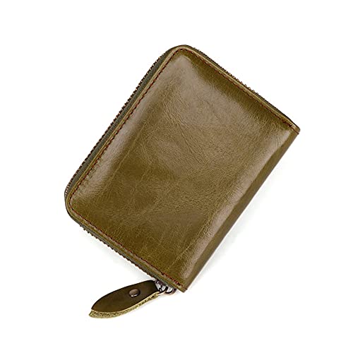 Mujer Cuero Auténtico Cartera Tarjetero,Bloqueo RFID 9 Ranuras Multicolore Cremallera Cartera,Hombre 2 Compartimentos Para Billetes,Seguridad Minimalista Clip Para Billetes-Turquesa 8x2.5x10.6cm(3x1x4