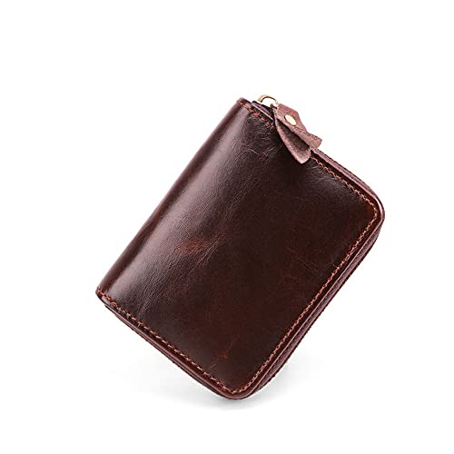 Mujer Cuero Auténtico Cartera Tarjetero,Bloqueo RFID 9 Ranuras Multicolore Cremallera Cartera,Hombre 2 Compartimentos Para Billetes,Seguridad Minimalista Clip Para Billetes-Morfina 8x2.5x10.6cm(3x1x4i