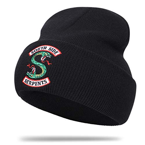 Novedad Sombrero Serpiente Beanie Invierno Gorro De Punto Bordado Cosplay - negro - Talla única