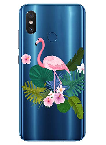 Oihxse Case Transparente Suave TPU Compatible con Xiaomi Redmi Y1 Funda [Lindo Caricatura Flor Serie Dibujos] Cristal Protector Carcasa Anti Rasguños Bumper Cover-Flamenco