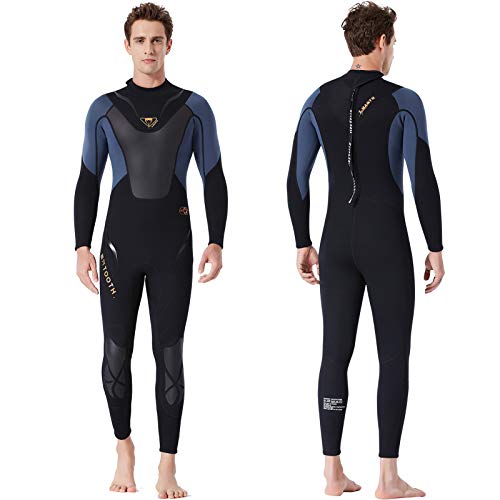 Owntop Hombres Trajes de Neopreno para Jóvenes - Trajes de Buceo Completos con Cremallera Trasera de 3mm Manga Larga para Esnórquel, Surf y Deportes Acuáticos, L