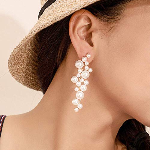 Personalized ear studs Pulseras para Mujeres y Elegantwomen Completo Faux Pearl Inlaid Long Dangle Stud Pendientes Joyería de fiesta, Pulsera con cuentas Pulsera de encanto hecho a mano ( Color : TT )