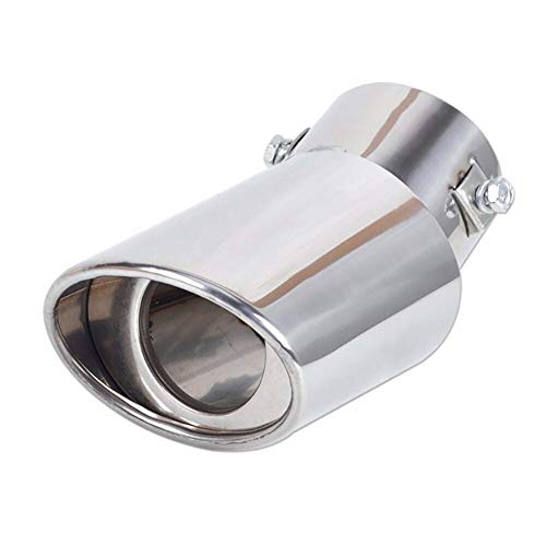 PYROJEWEL Universal Superior Coche Escape Silffler Tip Redondo Acero Inoxidable Tubería Cromado Escape Tail Suffler Tip Pipe Silver CSV (Color : Silver)