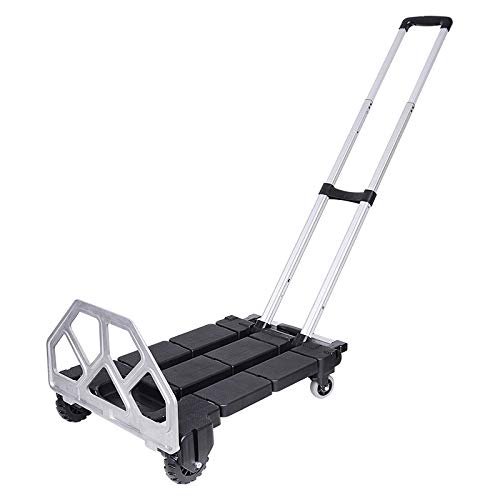 QNN Carrito de Plástico de Cuatro Ruedas Camión Pesado de Carga de Entrega Móvil Tableta Plegable Coche Pequeño Portátil Suministros de Automóviles/Negro/grande