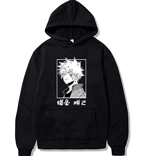 Rcinodhilary My Hero Academia Hoodies Anime japonés Bakugou Katsuki Cartoon Printed Pullover Hombres Mujeres Sudadera con Capucha Blusa Informal Tops