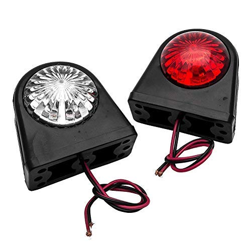 Riloer 2 Luces LED de Marcador, 2X 12V Blanco Rojo Superbrillante Luces Laterales LED Luces Traseras de Marcador para Coche, Camión, Remolque, Botón Redondo