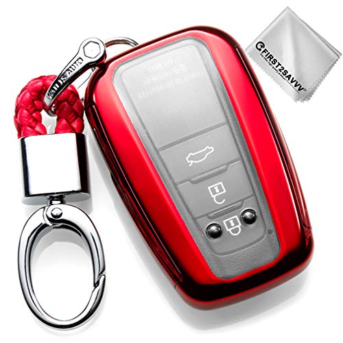 Rojo Funda para Llave Smart Key para Coche 2018 2019 Toyota Camry Corolla Avalon Prius C-HR RAV4 3 4 Buttons Carcasa Protectora [Suave] de [Silicona] KY-Camry-GJTM-08G11