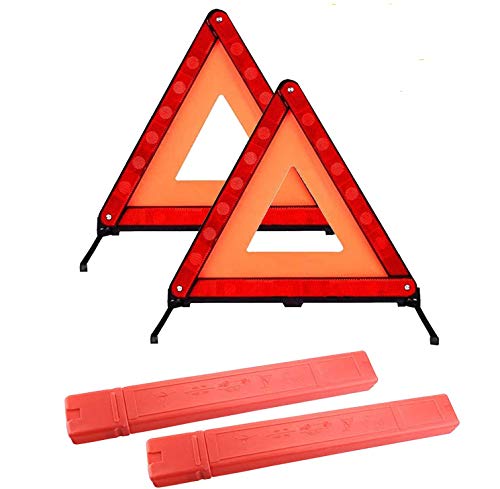 Shalwinn Triángulo Reflectante de Advertencia para Coche,Paquete de 2 triángulos de Advertencia automáticos, para emergencias y averías