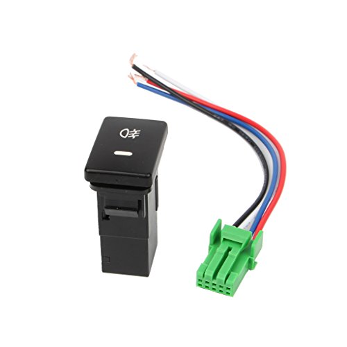 SHOTAY DC12V Interruptor de luz antiniebla Delantera Botón de 4 Cables para Toyota Camry Prius Corolla Negro