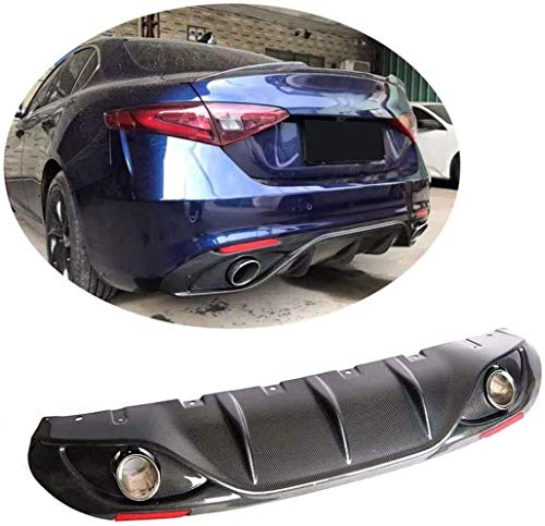 SIOM Difusor Apto para Alfa Romeo Giulia Base Sedan 2017 2018 2019 Fibra de Carbono CF Kit de Cuerpo de alerón de Labios de Parachoques Inferior con Puntas de silenciador Silenciador