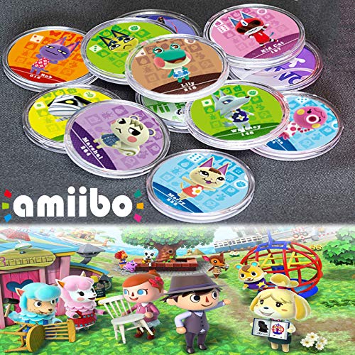 SOAREO 24 Piezas de ACNH NFC Tag Mini Juego Tarjeta de aldeano de rol Raro para Cruce de Animales New Horizons Switch / Switch Lite / Wii U, con Caja de Almacenamiento de Cristal.