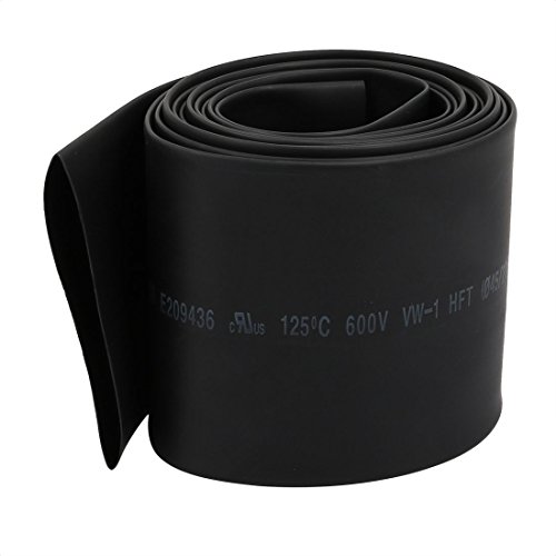 sourcing map Tubo termoretráctil Negro de conexión arrollada de 6.6Ft Largo 45mm diámetro Interior Aislado de poliolefina