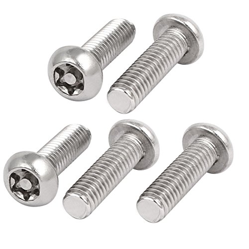 sourcingmap® M6x20mm 304 Cabeza de botón de acero inoxidable de seguridad Torx tornillos a prueba de manipulaciones 5pcs