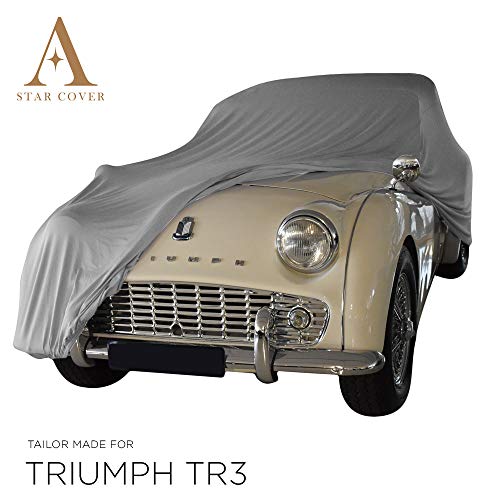 Star Cover Funda DE Coche para EL Interior A Medida Triumph TR3 | Gris Cubierta DE Coche Interior | Lona Garaje para Auto | Funda DESCAPOTABLE, Coche CLÁSICO, Coche Deportivo | Entrega RÁPIDA