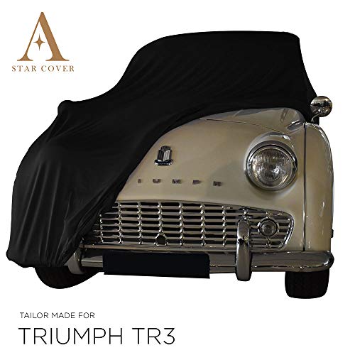 Star Cover Funda DE Coche para EL Interior A Medida Triumph TR3 | Negro Cubierta DE Coche Interior | Lona Garaje para Auto | Funda DESCAPOTABLE, Coche CLÁSICO, Coche Deportivo | Entrega RÁPIDA