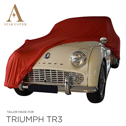 Star Cover Funda DE Coche para EL Interior A Medida Triumph TR3 | Rojo Cubierta DE Coche Interior | Lona Garaje para Auto | Funda DESCAPOTABLE, Coche CLÁSICO, Coche Deportivo | Entrega RÁPIDA