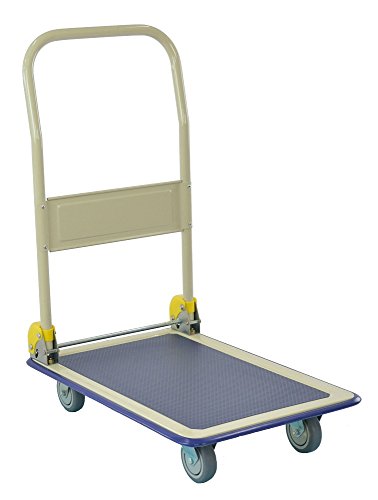 T-EQUIP YE1-300 - Carrito de plataforma con alfombrilla antideslizante, asa plegable, 300 kg de capacidad de carga