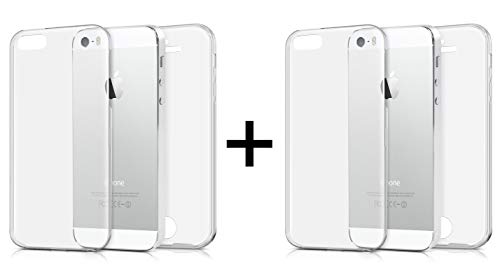 TBOC 2X Funda para iPhone 5 [4"] - [Pack: Dos Unidades] Carcasa [Transparente] Completa [Silicona TPU] Doble Cara [360 Grados] Protección Integral Total Delantera Trasera Lateral Móvil Resistente