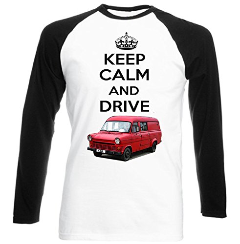 TEESANDENGINES - Camiseta de manga larga para hombre Ford 130 Transit Keep Calm, color negro Blanco blanco M