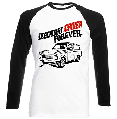 Teesandengines Trabant 601 Kombi 1965 Legendary Driver Camiseta de Mangas Negra largas T-Shirt Size Xlarge