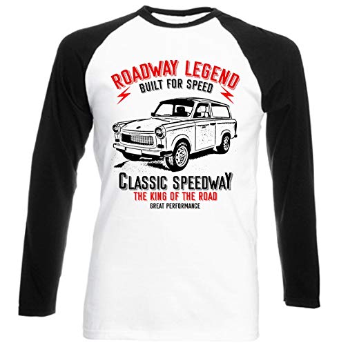 Teesandengines Trabant 601 Kombi 1965 Roadway Legend Camiseta de Mangas Negra largas T-Shirt Size Medium