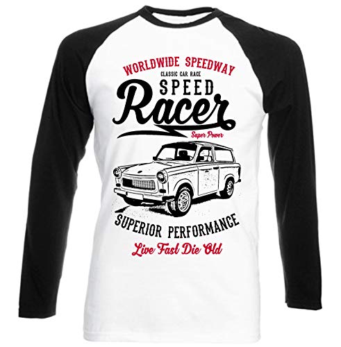 Teesandengines Trabant 601 Kombi 1965 Speed Racer Camiseta de Mangas Negra largas T-Shirt Size Xxxlarge