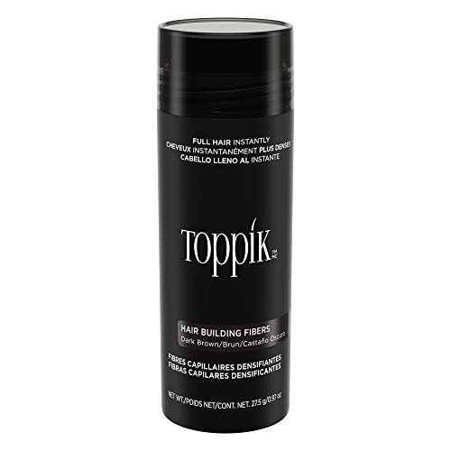 Toppik Fibras Capilares Castaño Oscuro, Fibras de Queratina para Crear más Densidad en el Cabello de Forma Inmediata, 27,5 g