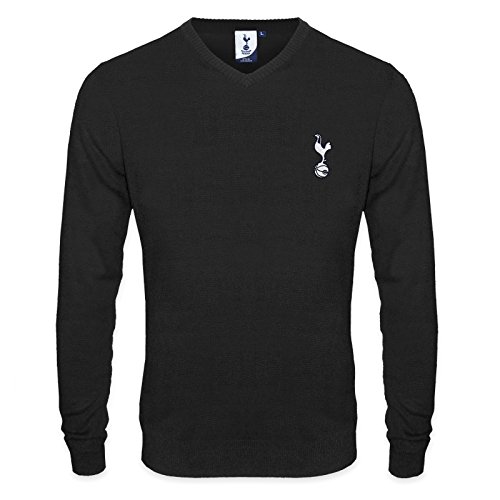 Tottenham Hotspur FC - Jersey de Punto con Cuello de Pico - para Hombre - con el Escudo del Club - Producto Oficial - Negro - S