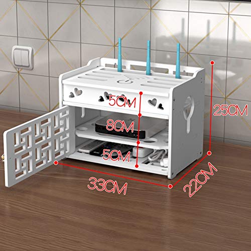 TRFBC Caja de Almacenamiento de Router InaláMbrico WiFi Router Shelf Los Estantes Flotante Set-Top Caja Estante Storage Large Wall Hanging Decoration33*22 * 25CM-A