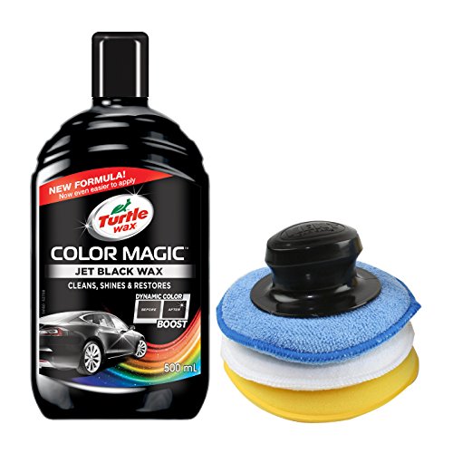 Turtle Wax Color Magic coche polaco 500 ml – Jet Negro Cera + 3 pcs aplicador almohadillas