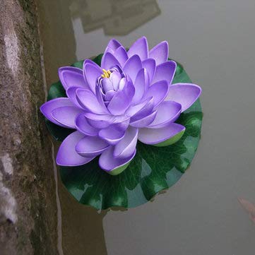 TuToy 18 Cm Flotante Loto Artificial Para Acuario Pecera Estanque Agua Lirio Flor De Loto Decoraciones Para El Hogar-Azul