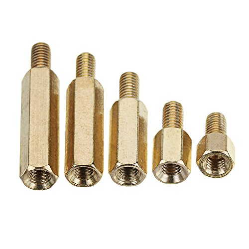 TuToy M3Bh4 100Pcs M3 Macho-Hembra Separadores Hexagonales De Latón Soporte Espaciador Tornillo De Pilar Para Placa De Pcb - 6Mm