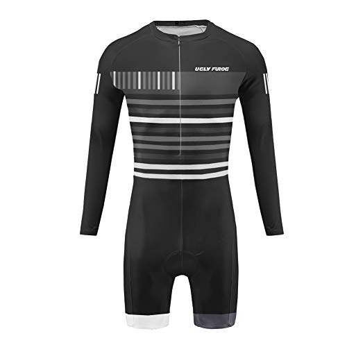 Uglyfrog 2019 Skinsuits Maillot Ciclismo Manga Larga Ropa Ciclismo Hombres Bodies con 3D Gel Pad Pantalones Cortos Outdoor Sets Triatlón Cómodo LTFX03