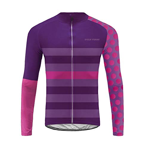 Uglyfrog Maillot Ciclismo Hombre Verano Moda Manga Larga Ropa MTB Jersey Bicicleta Tops Cómodo Transpirable Secado Rápido CXMX13F