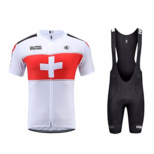 Uglyfrog Ropa Manga Corta Hombre Maillots+Bib Short Ciclismo Kit with Gel Pad Sommer Triatlón Clothes