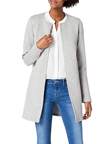 VILA CLOTHES VINAJA NEW LONG JACKET - NOOS, Chaqueta de traje Mujer, Gris (Light Grey Melange), 38 (Talla del fabricante: Medium)