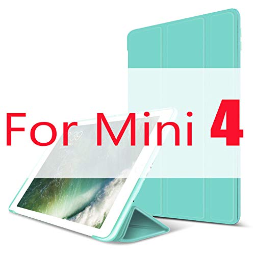 YHWW Funda de Tableta Funda para iPad Mini 4 3 2 1 Funda de Cuero de PU Silicona Funda Trasera Suave Soporte Triple Sleep Smart Cover para iPad Mini 2 5 2019 Funda Funda, Mint For Mini 4, Ch