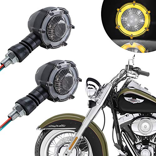 yifengshun 2 luces Intermitentes para motocicleta 12V impermeables Señal de Giro que Fluyen Indicadores de Giro de Moto 18LED universales para Harley Kawasaki Yamaha Off Road, amarillo + blanco