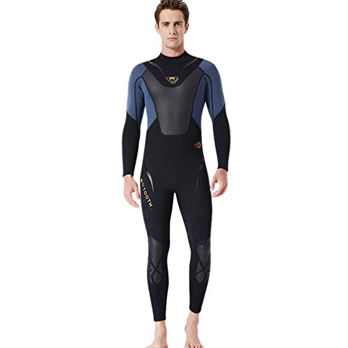 YuanDian Hombre 3mm Trajes De Neopreno Buceo Invierno Cálido Elástico Manga Larga Una Pieza Submarinismo Traje De Buzo Deportes Acuáticos Surf Natacion Triathlon Snorkel Mono Negro Gris L