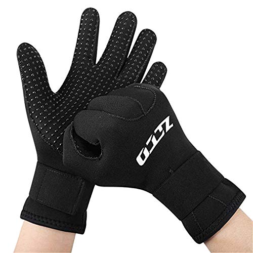 ZCCO Guantes de Buceo de Neopreno de 3 mm / 5 mm, Guantes térmicos de Traje de Neopreno de Doble Capa con muñeca elástica y partículas de Resistencia al Deslizamiento (3mm, 2XL)