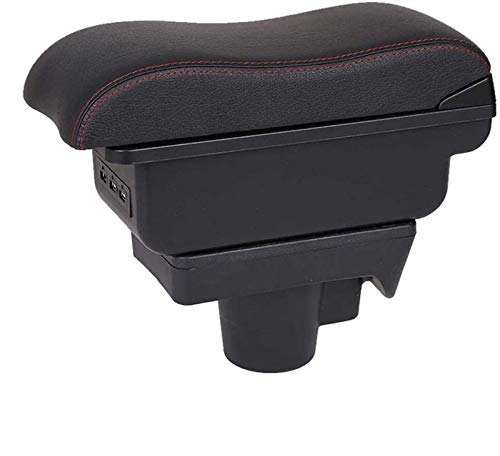 ZDNB Consola De Brazo Central De La Caja del Reposabrazos del Coche para Opel Astra 2011 Reposabrazos De Coche De Doble Capa De Hilo Rojo Reposabrazos Central Conseole con Puertos USB Función De