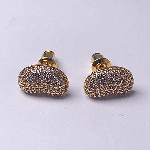 ZHWM Aretes Pendientes De clip Aros Moda Stud Pendientes para Las Mujeres Forma De Guisante Pendientes Joyería del Banquete De Boda Cz Piedra Regalo De Tres Colores, C