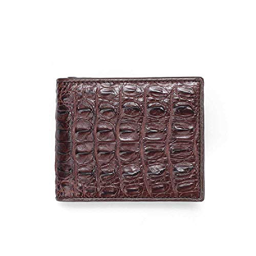 ZXW Cartera De Cuero De Cocodrilo para Hombres Traje Corto Monedero De Cocodrilo Corto Monedero De Cuero para Hombre 2009-2 marrón