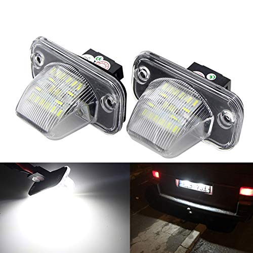 2pcs LED Luz de Matrícula Bombilla Licencia Número Placa Lámparas de Luz para T4 Transporter 1990-2003 Passat B5 Limousine Caddy Jetta Syncro, 18 LED Canbus 12V Error Free Xenón Blanco