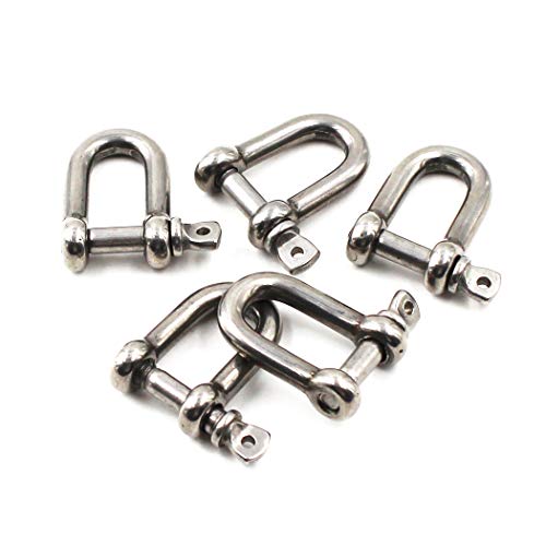 304 Acero inoxidable D anillo grillete Lock para construcción resistente M6 (5 Piezas)