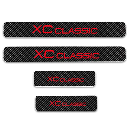 4 Piezas Para VOLVO XC Classic All Models Cuero de Fibra de Carbono Coche Barra Puerta Umbral, Bienvenida Estilo Pedal Protección Pegatina Decorativos Accesorios