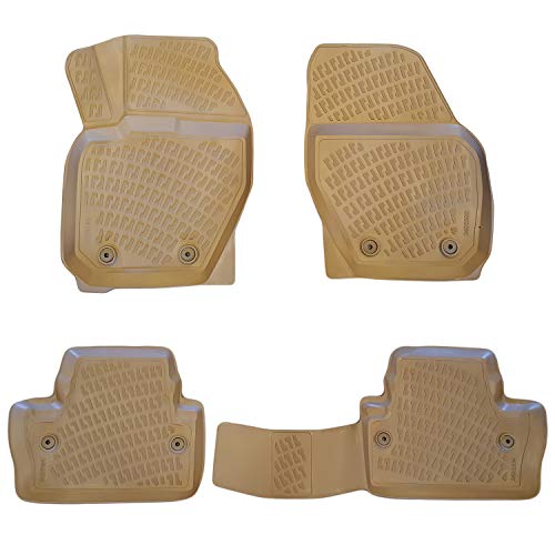 accessorypart Alfombrillas Coche para Volvo S60 & V60 2010-2018 Goma Protector de Suelo 4D Impermeable Vehículo Específico Antideslizante Beige